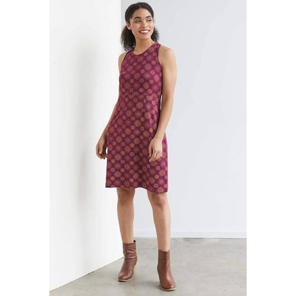 Fair Indigo Organic Pima Cotton Mandala Print Sleeveless Dress Medium Halter